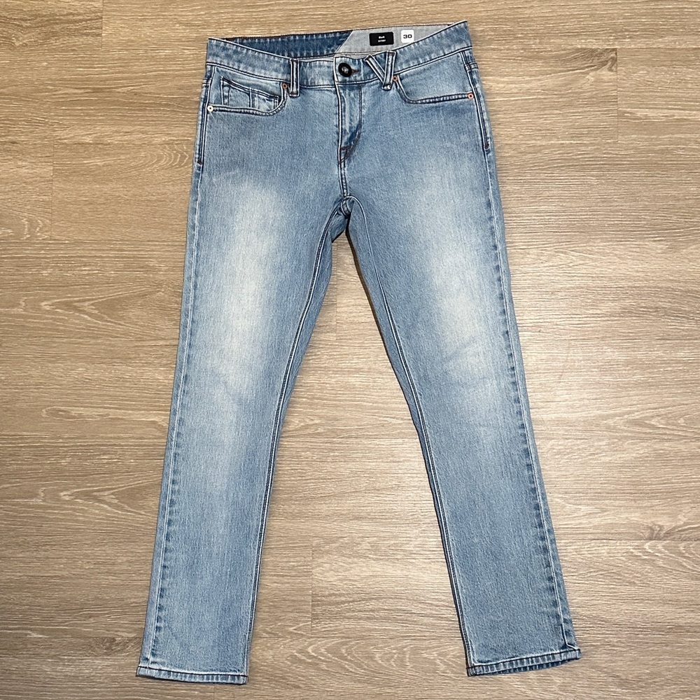 Volcom 2x4 Mens Skinny Jeans Acid Wash Blue (30x30)